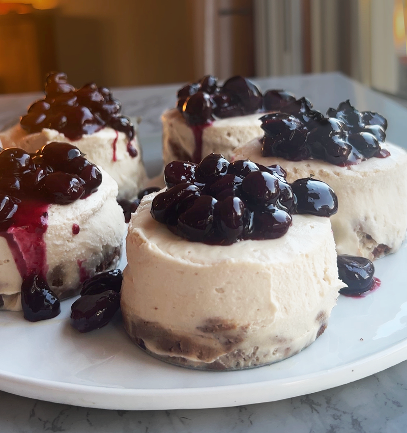 No Bake Vegan Blueberry Mini Cheesecakes