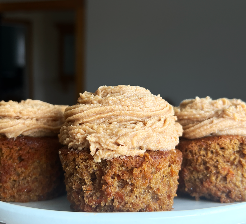 Carrot Cake Cupcakes with Vegan Cream Cheese Frosting