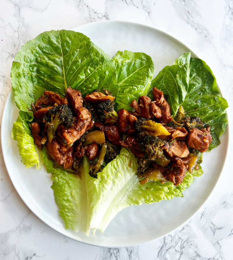 Korean Chicken & Broccoli Lettuce Wraps