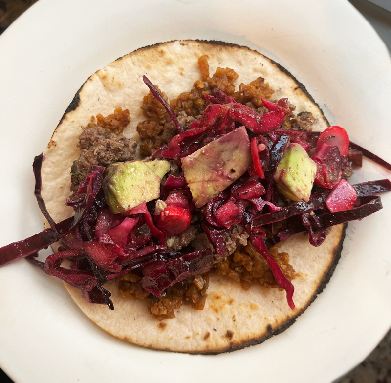 Deconstructed Grass-Fed Ground Beef Taco with Citrus Salad