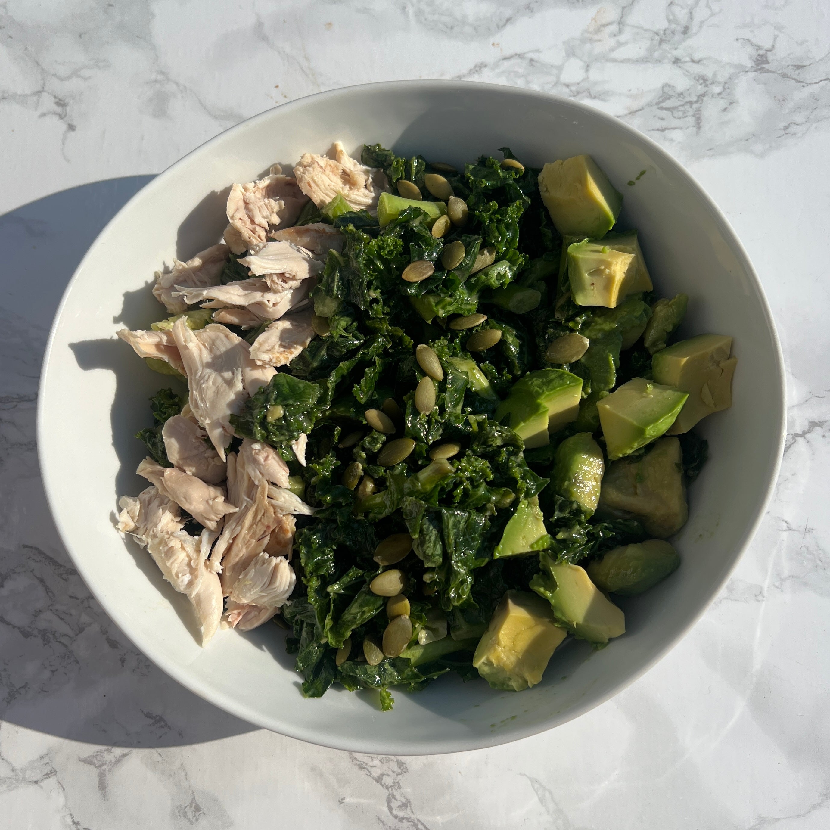 Lemon Basil Kale Salad with Avocado