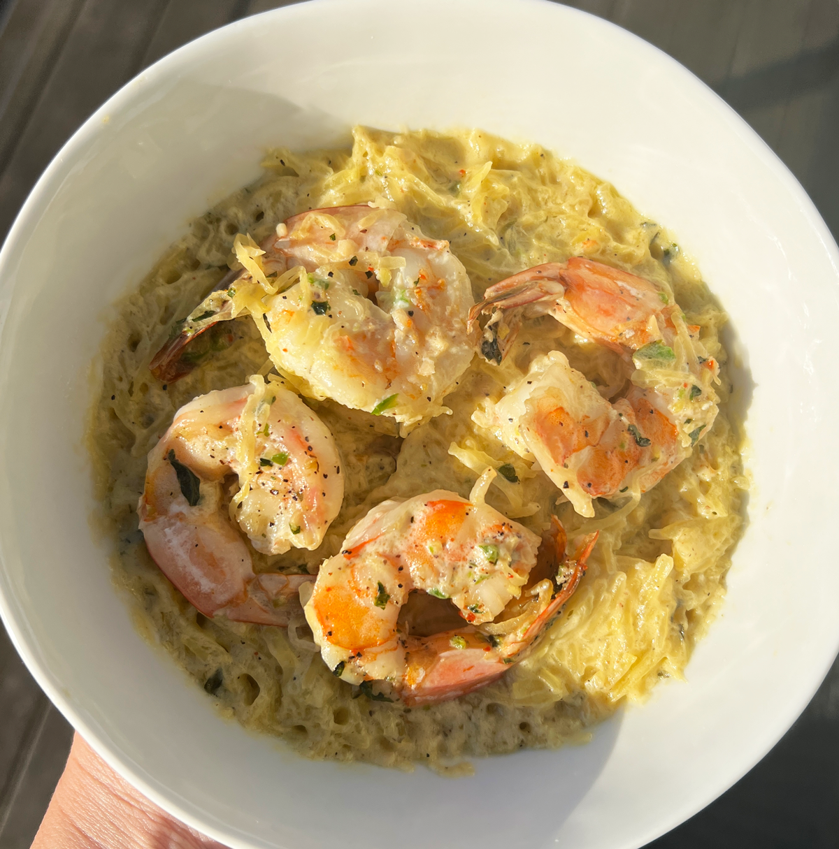 Coconut Basil Shrimp Spaghetti Squash