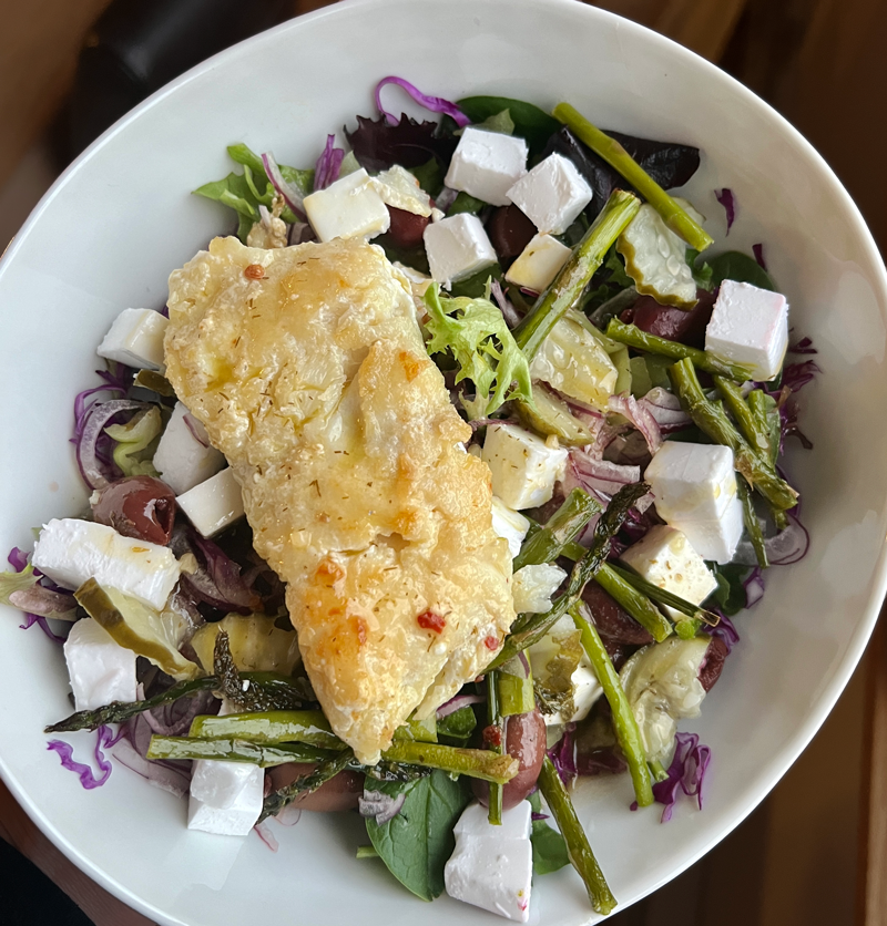 Greek Salad With Lemon Style Cod