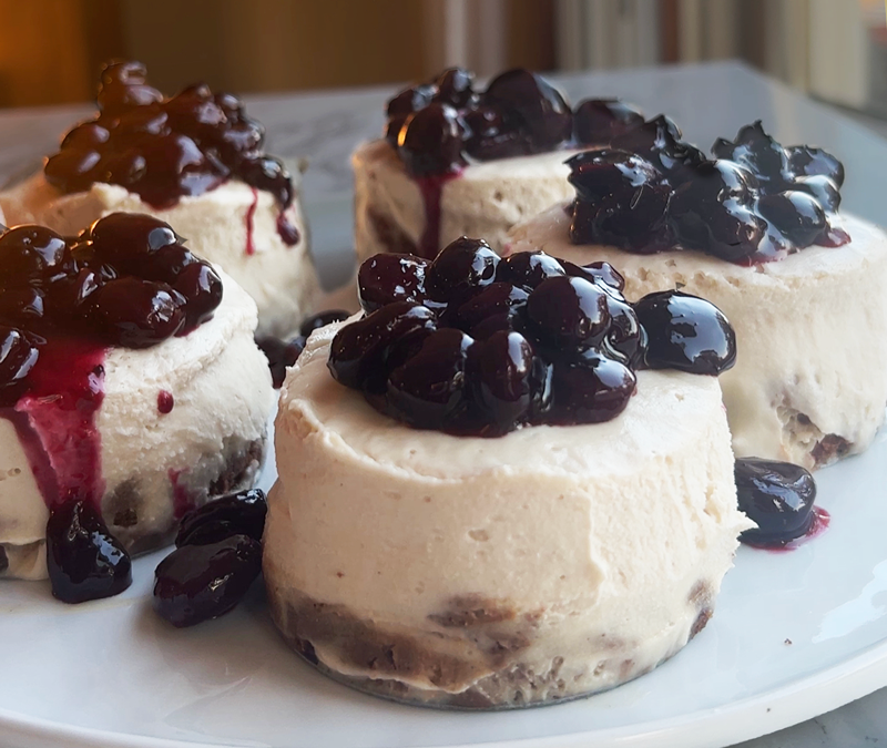 No Bake Vegan Blueberry Mini Cheesecakes